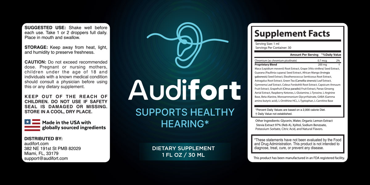 Audifort Supplement Facts label